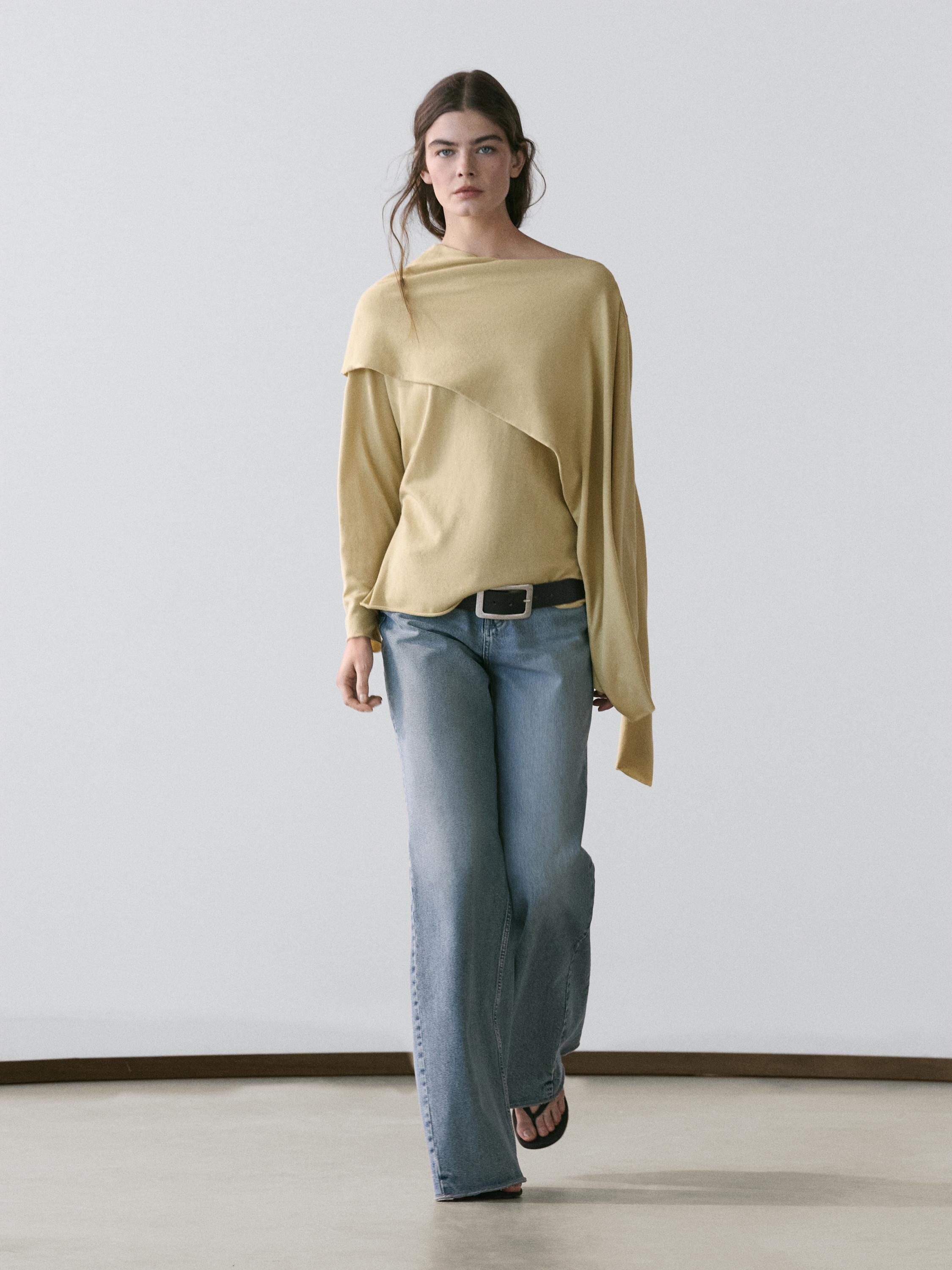 Knit sweater with scarf detail